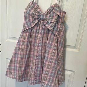 Storia Pink and Blue Plaid Mini Dress